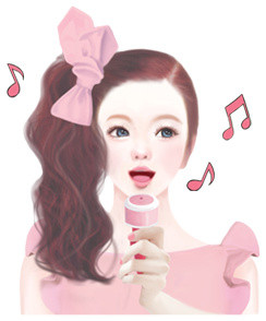 女孩唱歌卡通插画素材