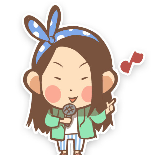 女孩唱歌贴纸卡通素材