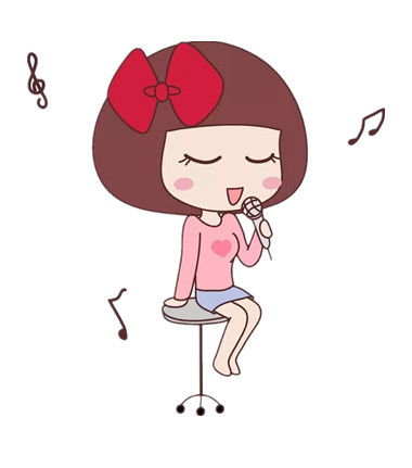 小女孩唱歌卡通插画