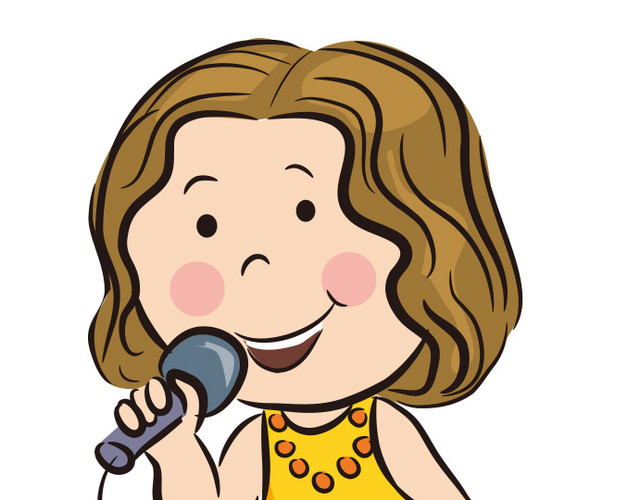 儿童唱歌表演插画素材