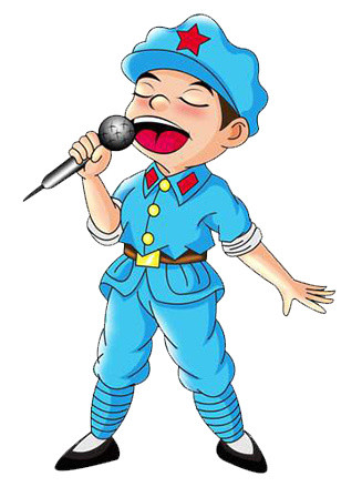 民兵唱歌卡通插画素材