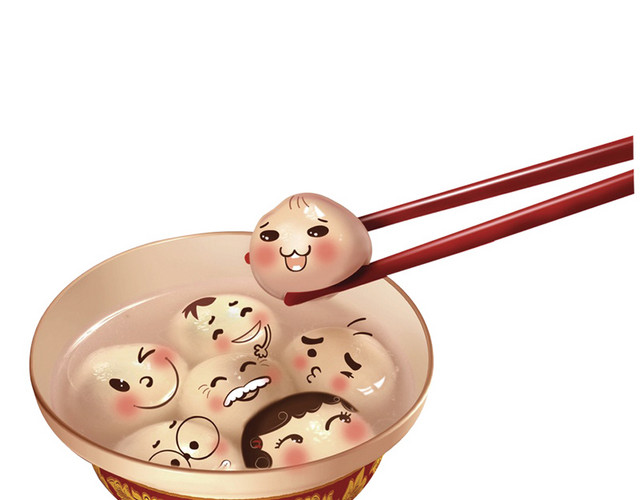 手绘汤圆素材