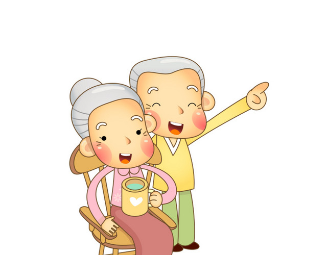 卡通老年生活关爱老人素材