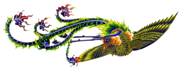 彩色飞舞的凤凰矢量图片