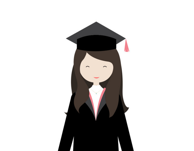 卡通毕业季人物学士帽素材
