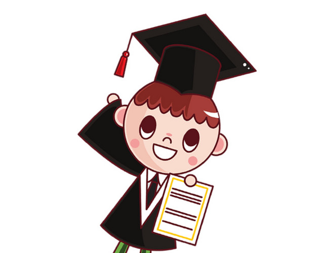手绘毕业季人物学士帽素材