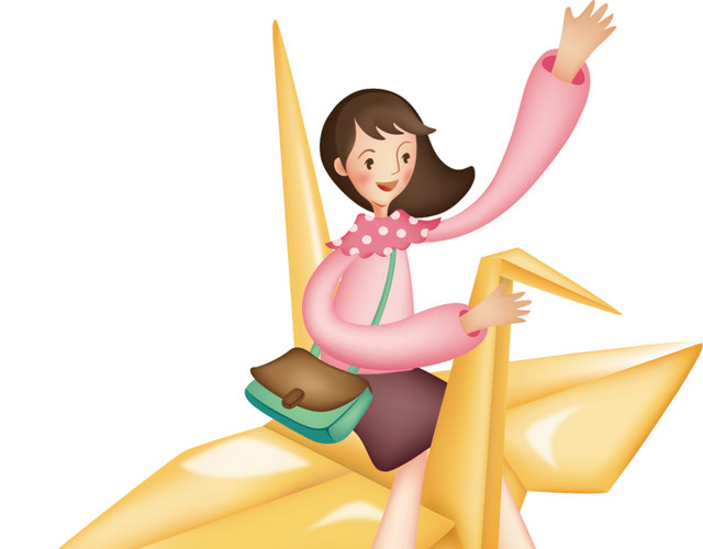 纸鹤上的女孩图片