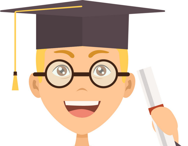 卡通毕业季人物学士帽素材