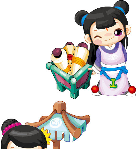 古代卡通人物小鸟拆素材