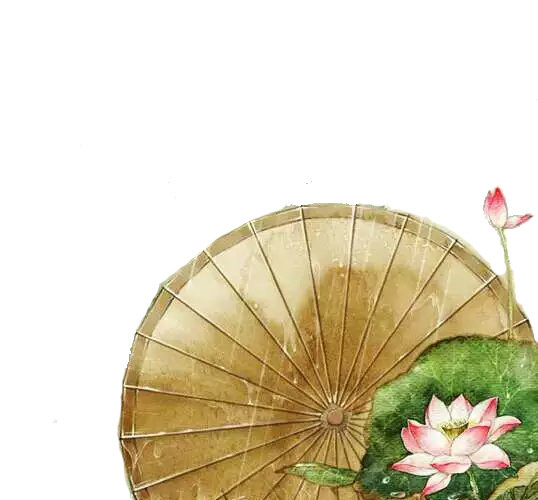 中国古风古典爱莲花油雨伞素材元素