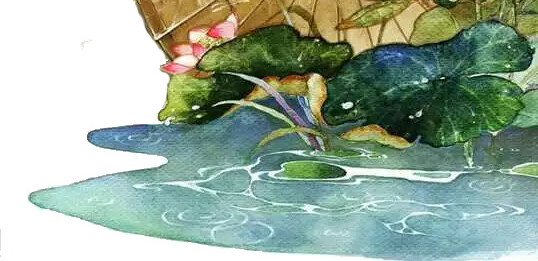 中国古风古典爱莲花油雨伞素材元素