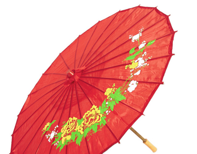 水彩红色古风油纸伞设计素材
