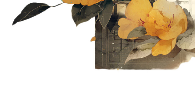 中国风手绘花奔素材