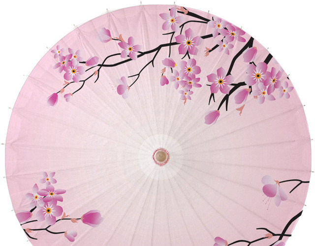 中国古风古典梅花油雨伞素材元素