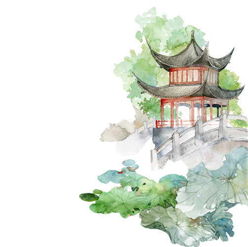 节中国风意境书生烟雨江南