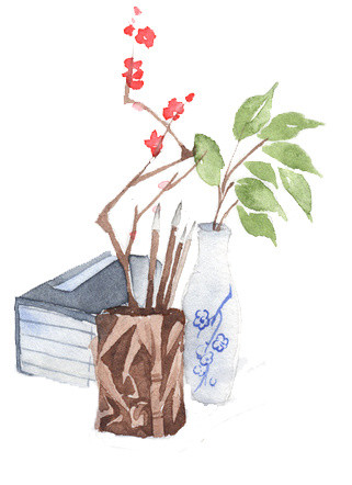 中国风手绘花奔素材