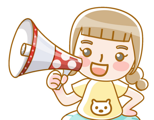 手绘女孩手持喇叭素材
