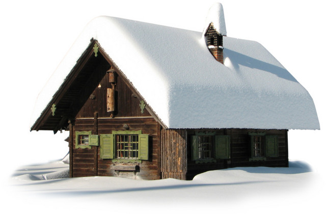 圣诞房子和积雪免抠素材