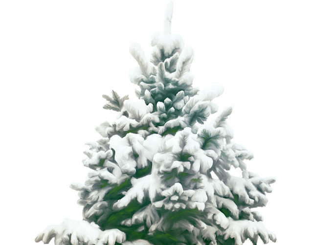 积雪圣诞树矢量素材