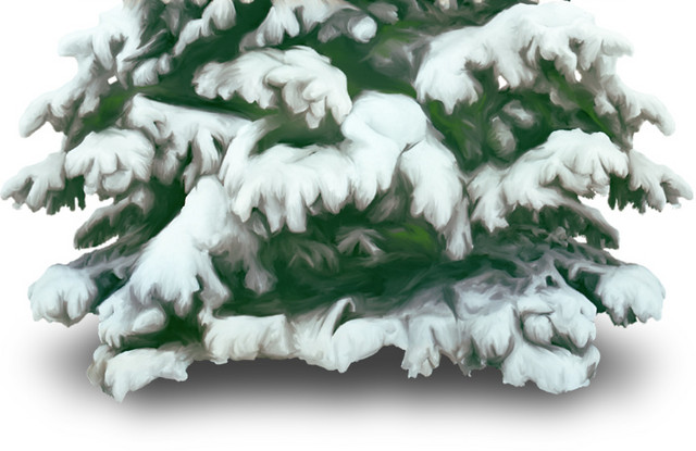 积雪圣诞树矢量素材