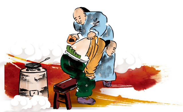 卡通拔罐养生中医