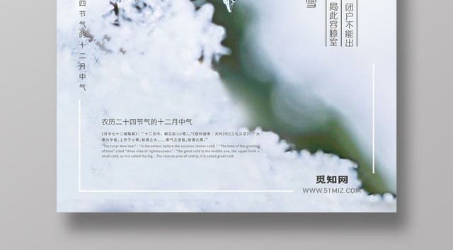 简约唯美二十四节气之一大寒海报