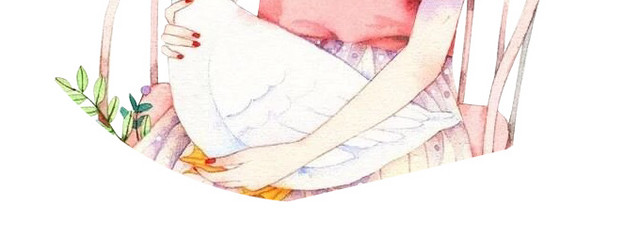 天鹅插画女孩素材