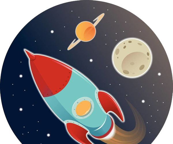 手绘太空火箭矢量素材