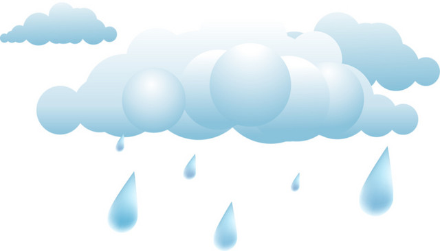蓝色云朵雨滴矢量图素材