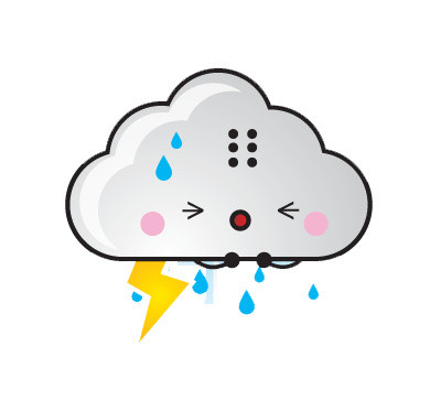 可爱云朵表情雷电矢量图素材