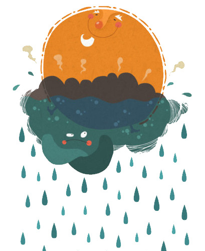 太阳云朵雨滴矢量图素材