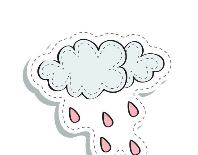 云朵雨滴剪影矢量图素材