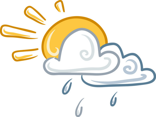 彩绘太阳云朵雨滴矢量图素材