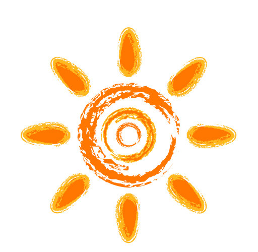 橘色太阳涂鸦矢量图素材
