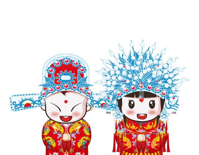 卡通中国古风结婚素材