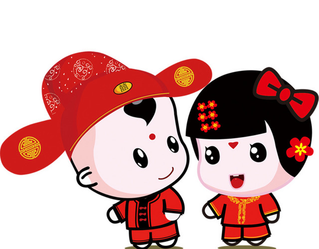 卡通中国古风结婚素材