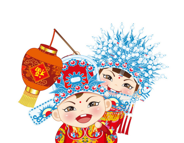 卡通中国古风结婚素材