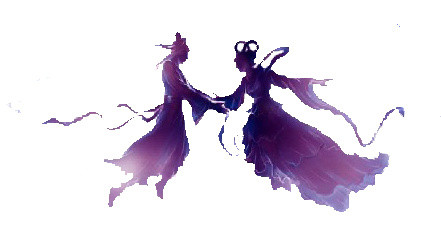 七夕牛郎织女相会剪影素材