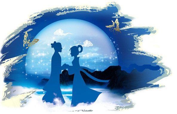 七夕牛郎织女相会素材