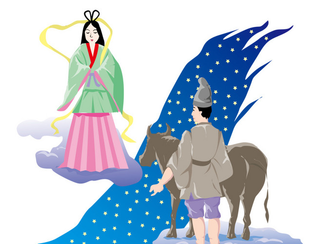 七夕牛郎织女相会素材