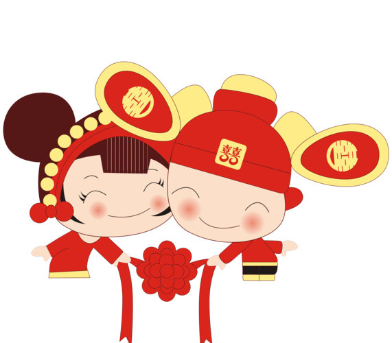 卡通中国古风结婚素材