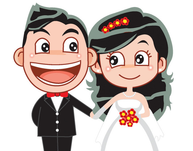 卡通人物婚礼结婚素材