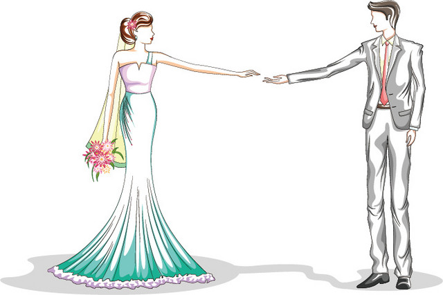 卡通人物婚礼结婚素材