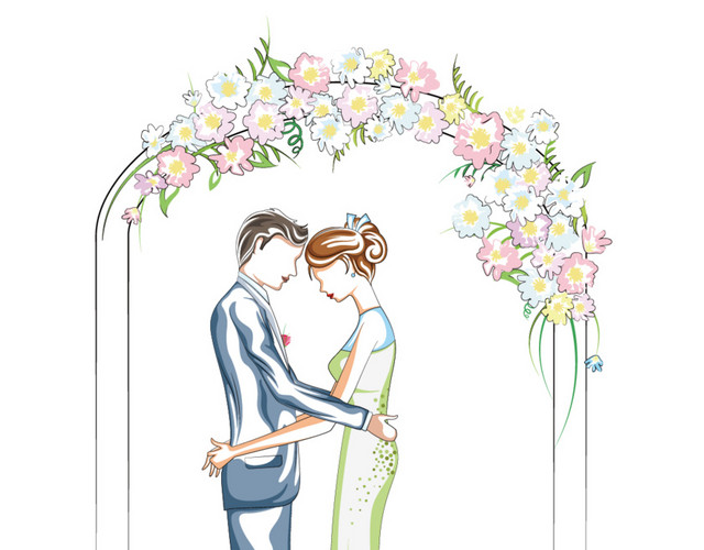 卡通人物婚礼结婚素材