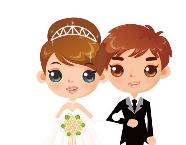 卡通人物婚礼结婚素材