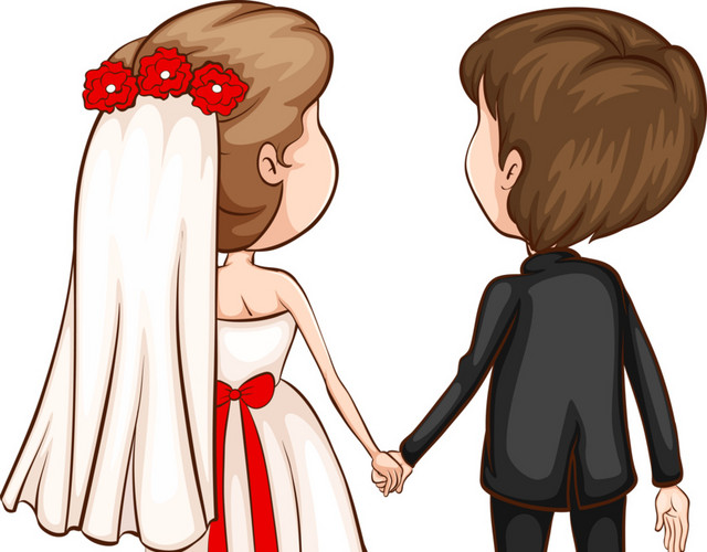 卡通人物婚礼结婚素材