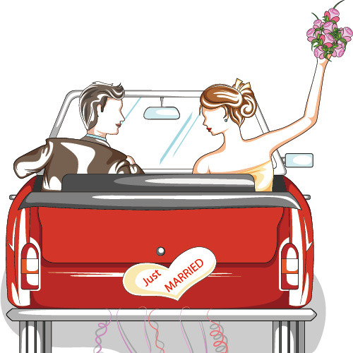 卡通人物婚礼结婚素材