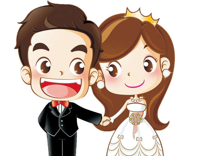 卡通人物婚礼结婚素材