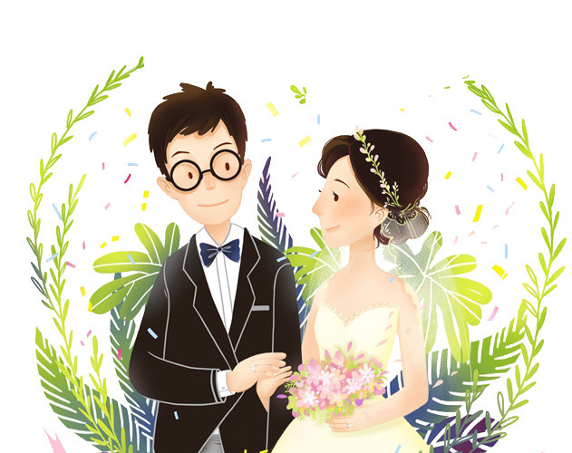 卡通人物婚礼结婚素材