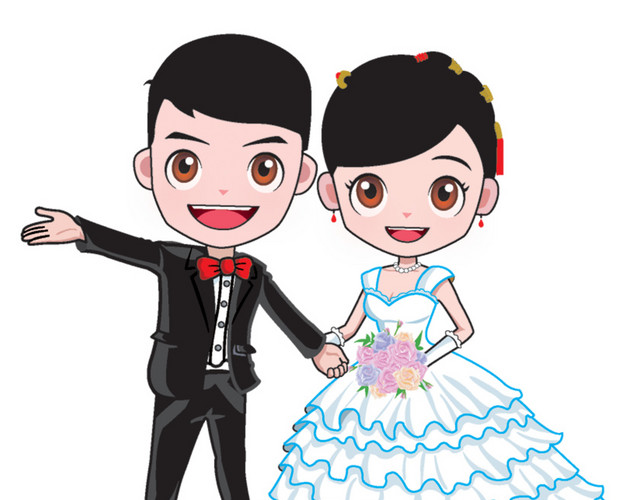 卡通人物婚礼结婚素材